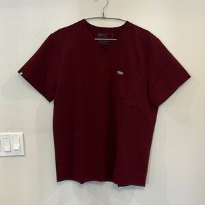 Figs Men's Maroon Scrub Top